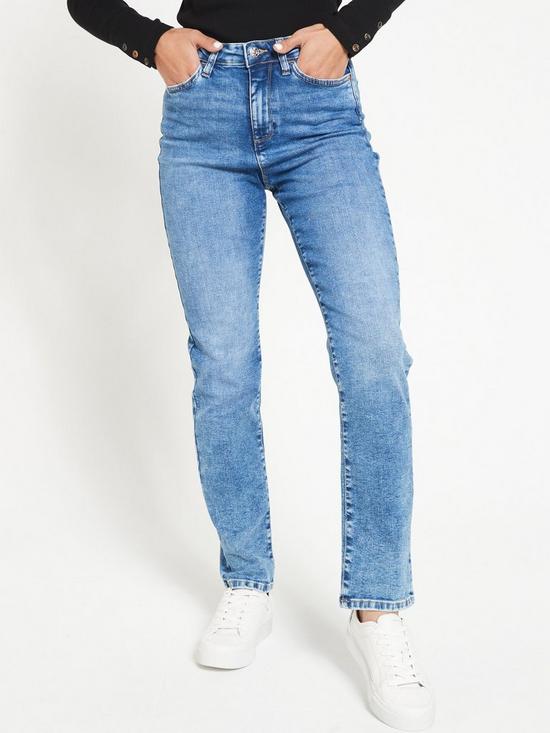 front image of everyday-authentic-wash-straight-leg-jean-with-stretch-mid-wash