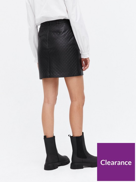 stillFront image of new-look-quilted-pu-mini-skirt-black