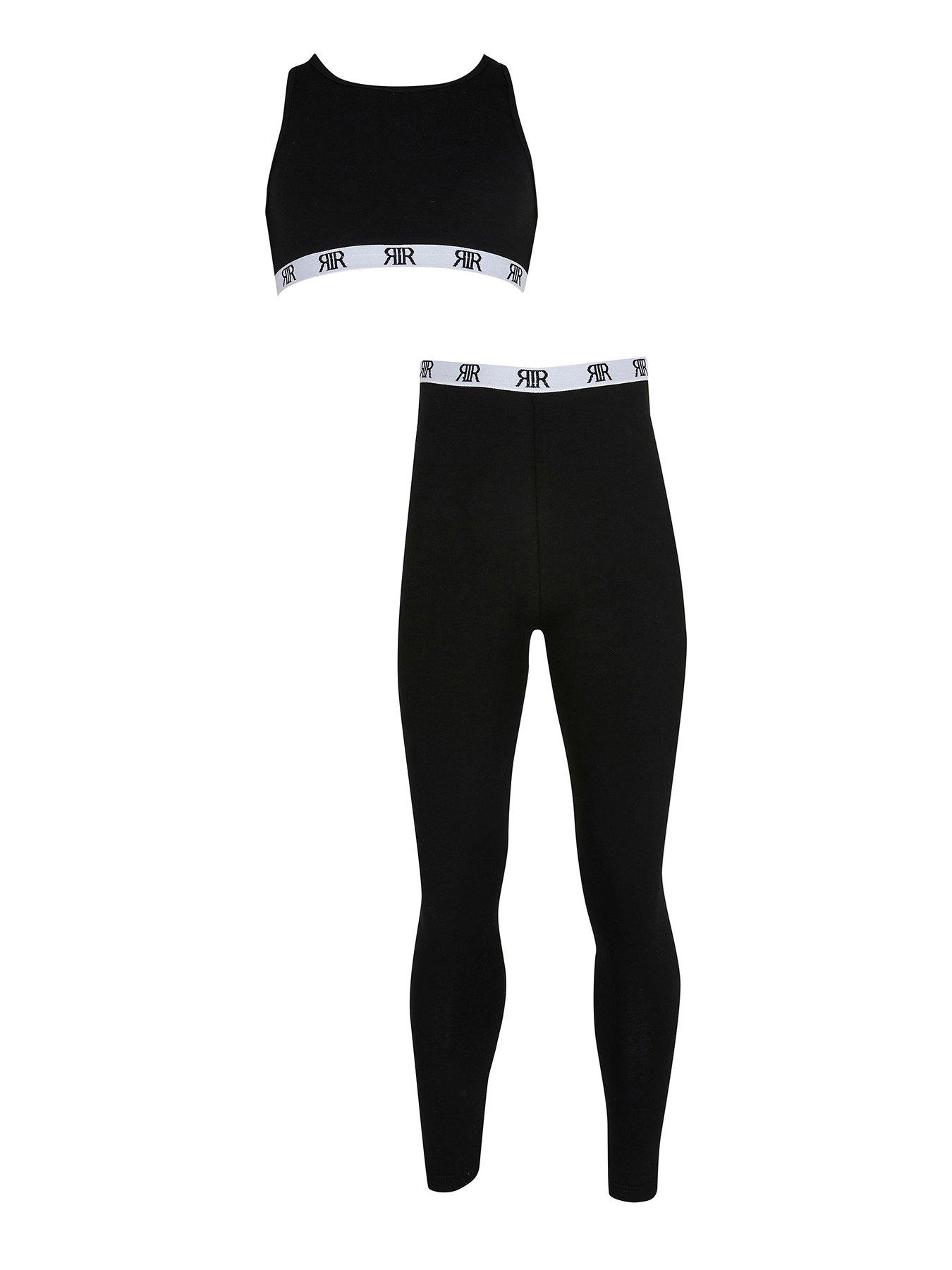 River Island Girls Waistband Crop and Legging setBlack