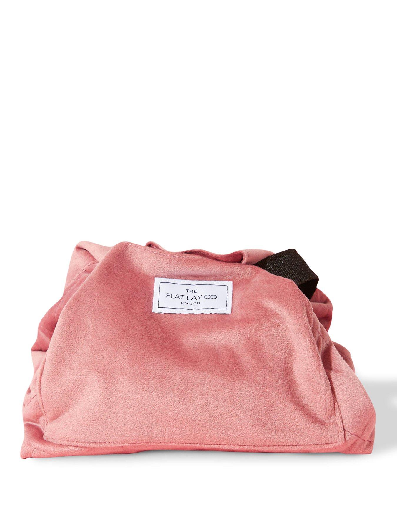 undefined Pink Velvet Open Flat Makeup Bag