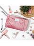  image of the-flat-lay-co-pink-velvet-open-flat-makeup-bag