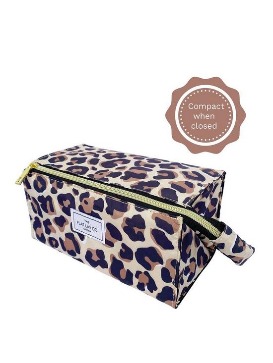 stillFront image of the-flat-lay-co-leopard-print-open-flat-makeup-box