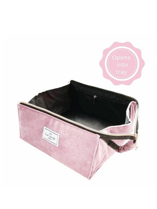 stillFront image of the-flat-lay-co-pink-velvet-open-flat-makeup-box