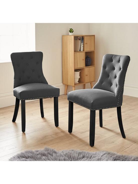 stillFront image of warwick-velvet-pair-of-standard-dining-chairs-charcoalblack