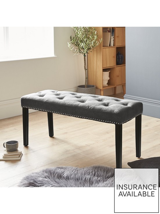 front image of very-home-warwick-velvet-bench-charcoalblack