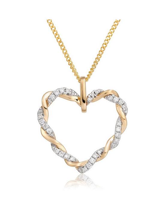 front image of beaverbrooks-entwine-9ct-gold-diamond-heart-pendant