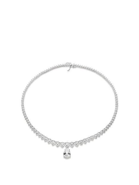 beaverbrooks-silver-pear-shaped-cubic-zirconia-necklace