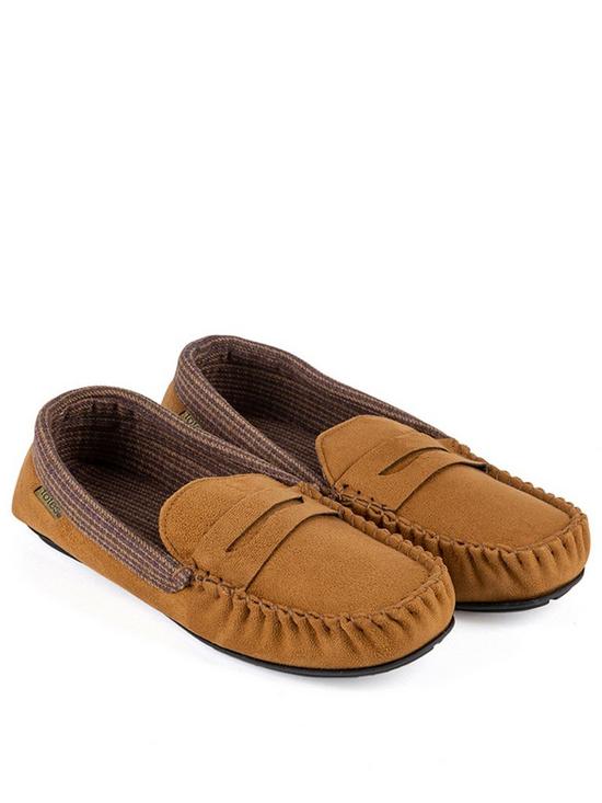front image of totes-suedette-moccasin-slipper-biscuit