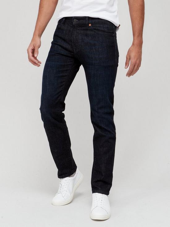 front image of boss-maine-regular-fit-jeans-navy
