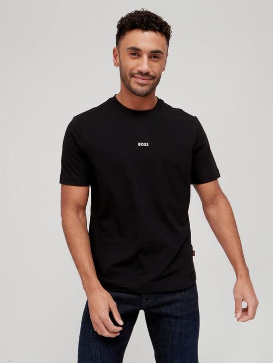 front image of boss-tchup-relaxed-fit-t-shirt-black