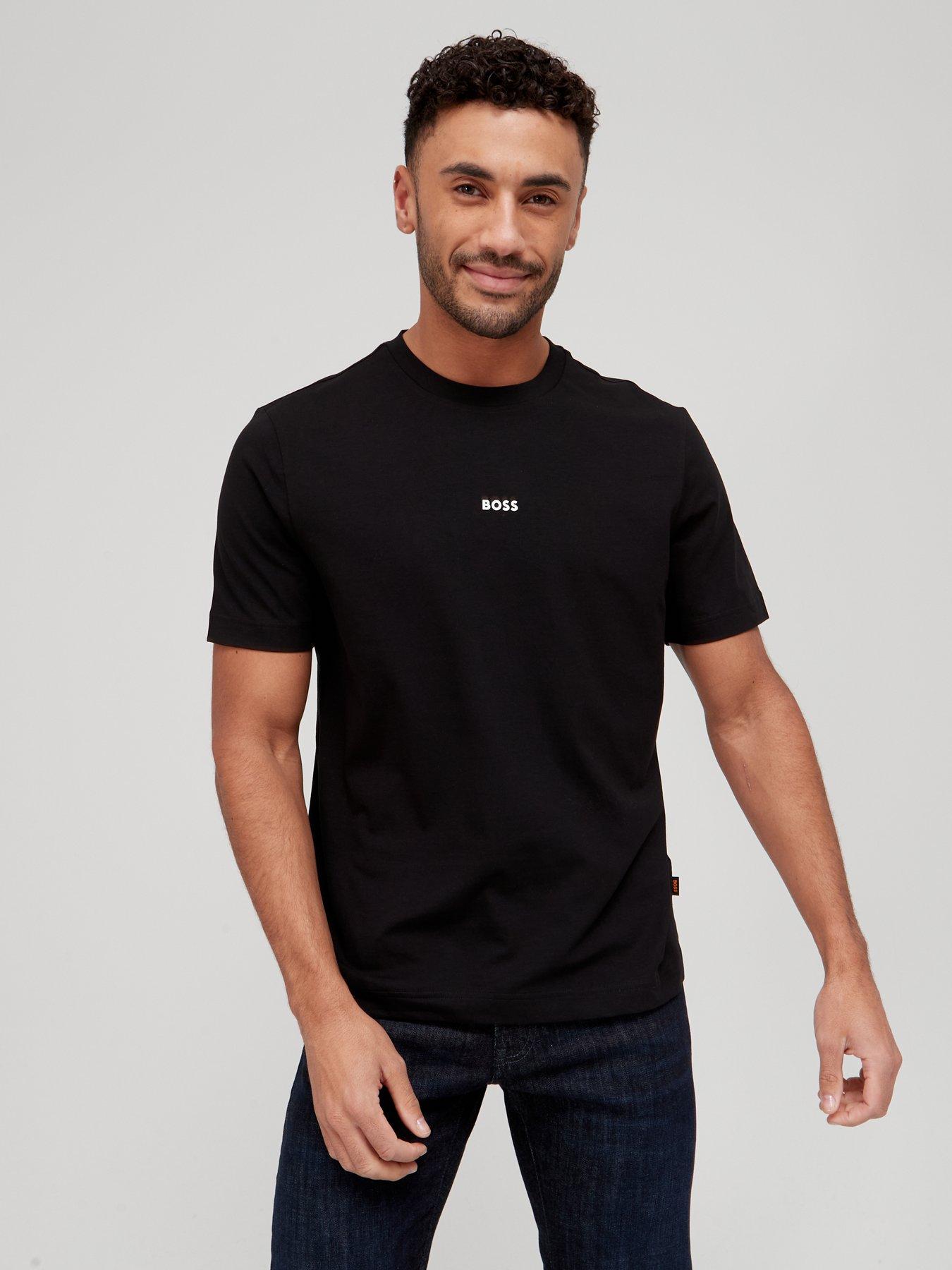 Image 1 of 4 of BOSS Mens Relaxed Fit Centre Logo T-Shirt - Black