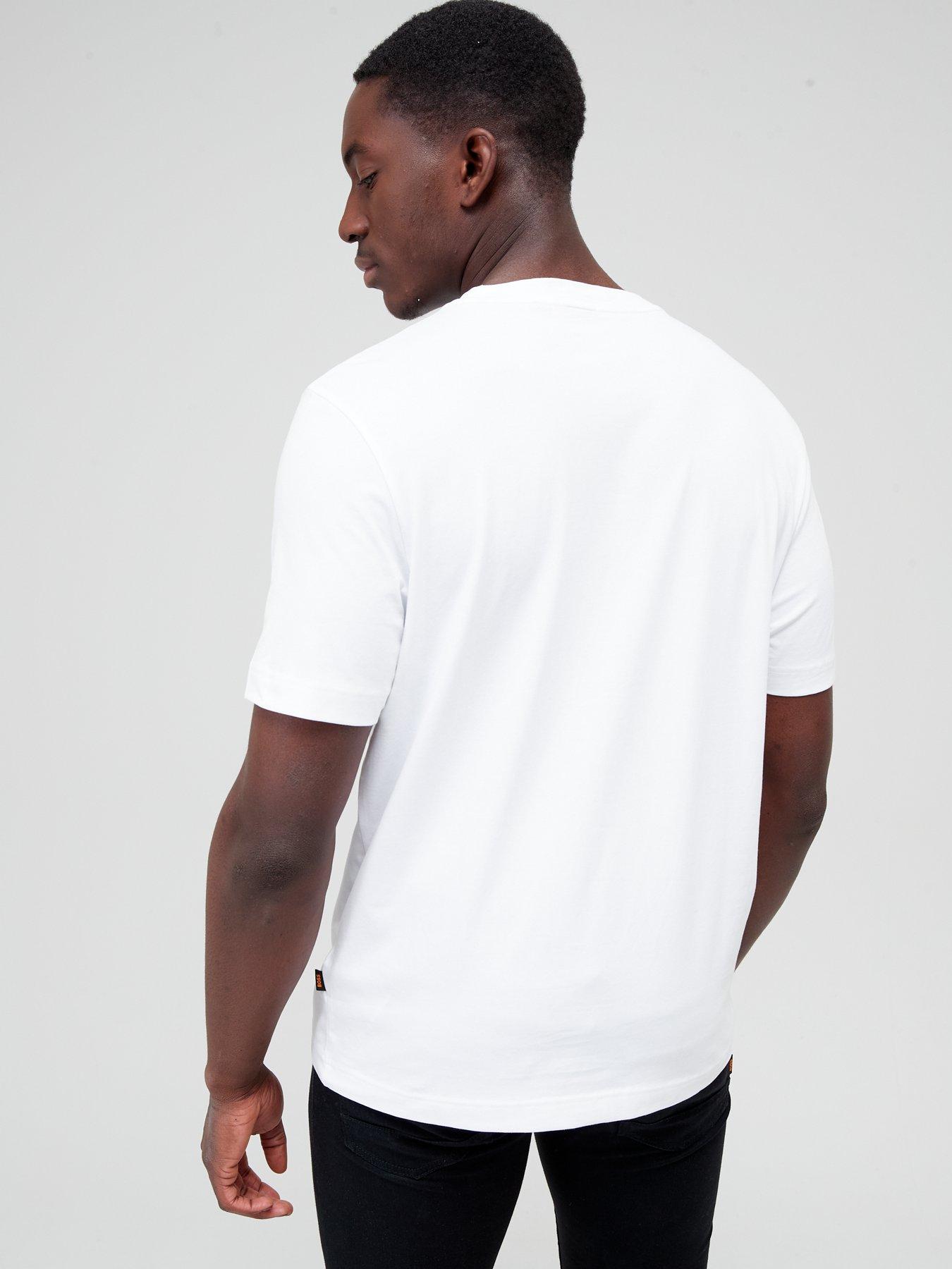 Image 2 of 4 of BOSS Mens Relaxed Fit Centre Logo T-Shirt - White