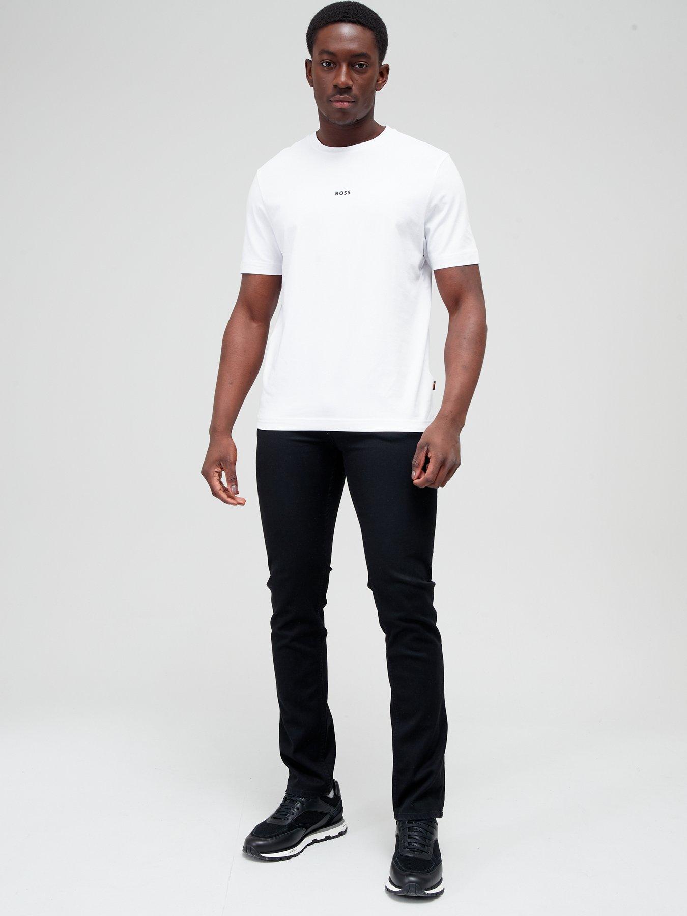 Image 3 of 4 of BOSS Mens Relaxed Fit Centre Logo T-Shirt - White