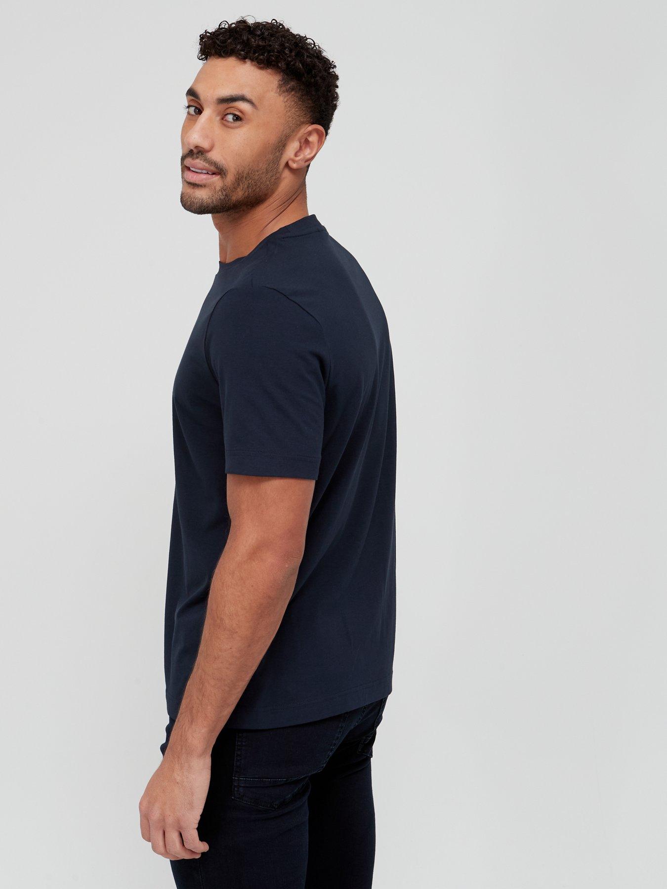 Image 2 of 4 of BOSS Mens Relaxed Fit Centre Logo T-Shirt - Dark Blue