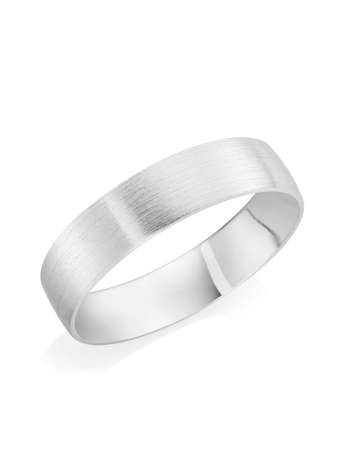 Beaverbrooks Platinum Brushed Men'S Wedding Ring