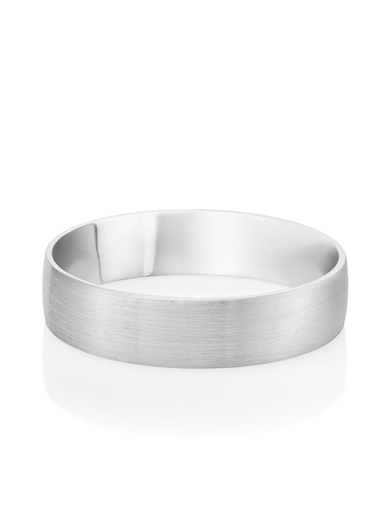 Beaverbrooks Platinum Brushed Men'S Wedding Ring