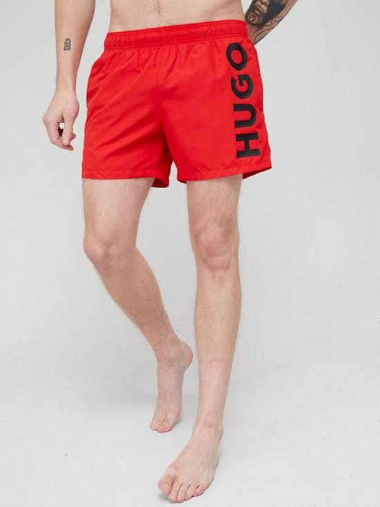 front image of hugo-abas-logo-swim-shorts-red