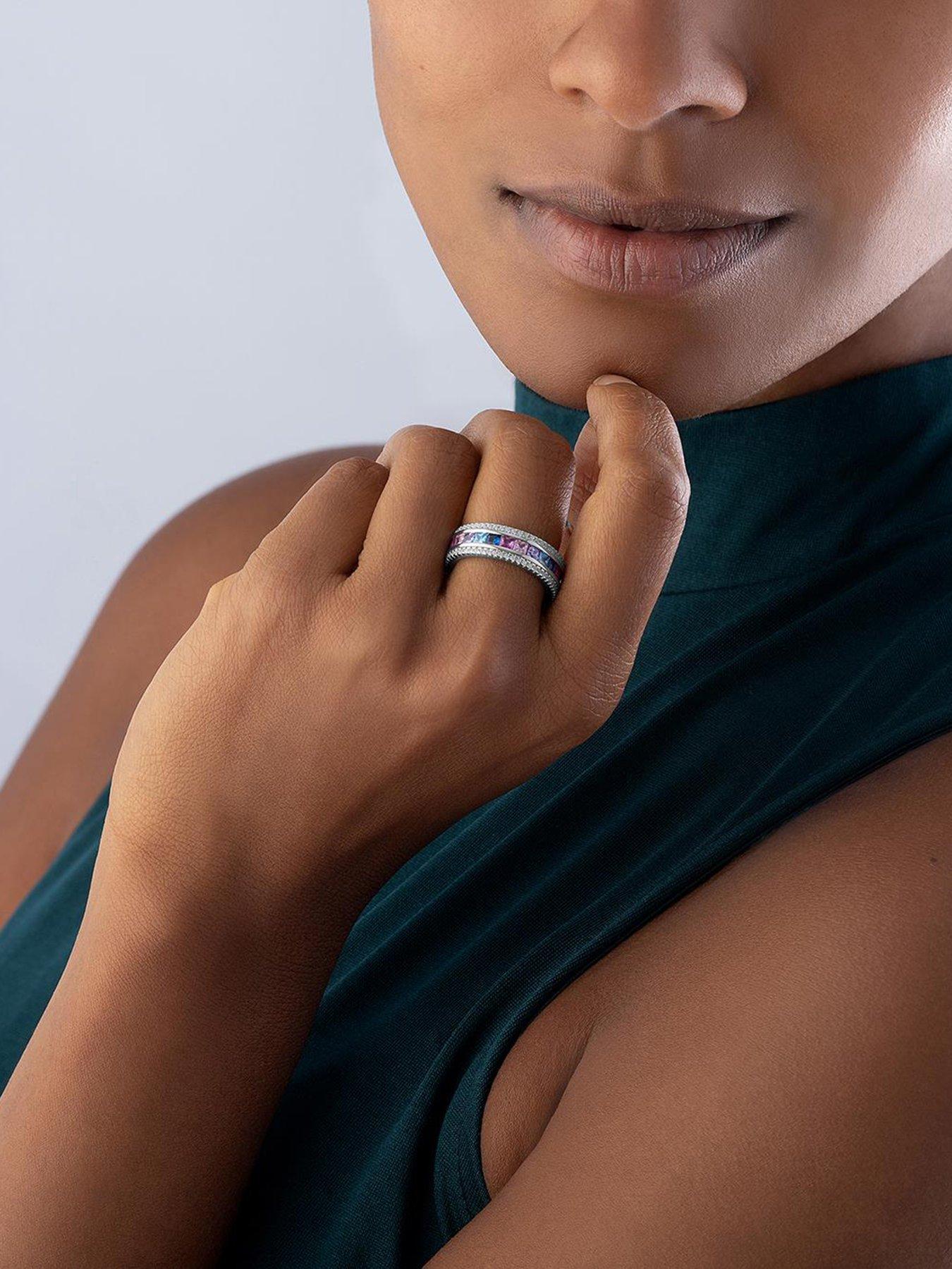  image of beaverbrooks-silver-multi-coloured-cubic-zirconia-ring