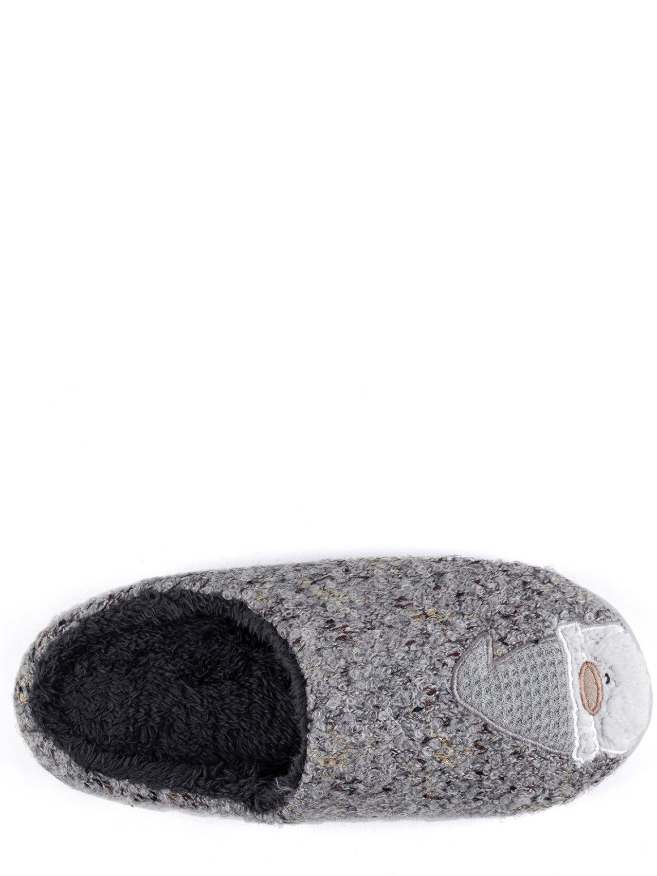  image of totes-novelty-applique-slipper-grey