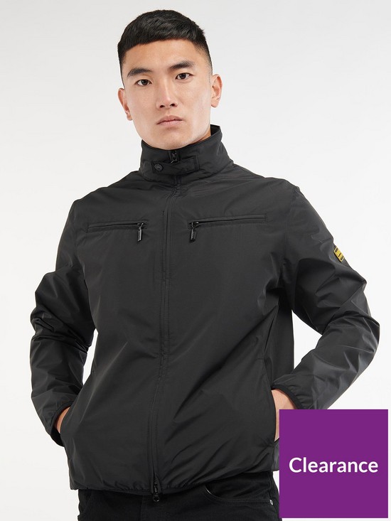 front image of barbour-international-division-showerproof-jacket-black