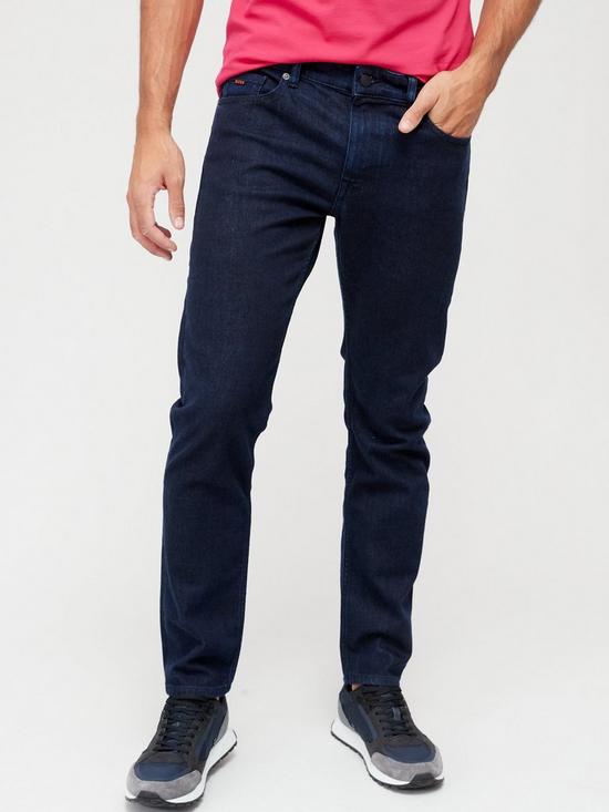 front image of boss-delaware-slim-fit-jeans-dark-wash