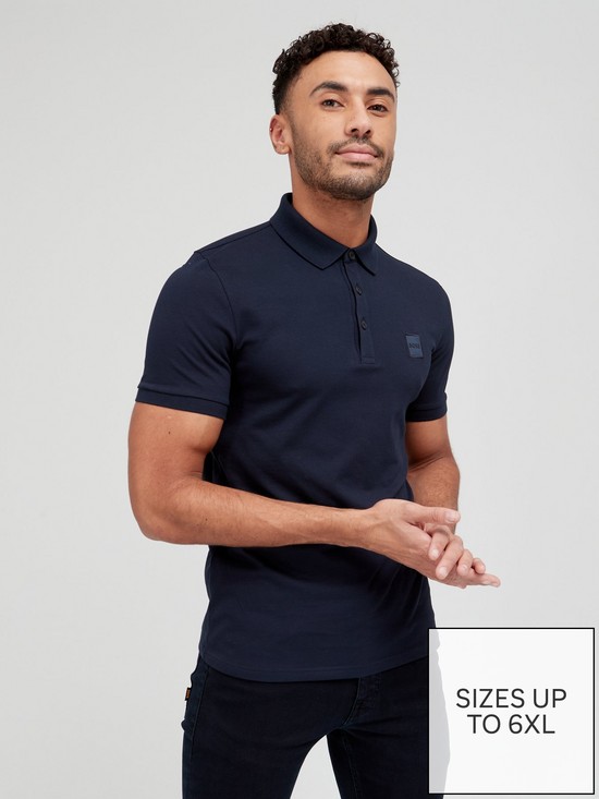 front image of boss-passenger-slim-fit-polo-shirt-dark-blue