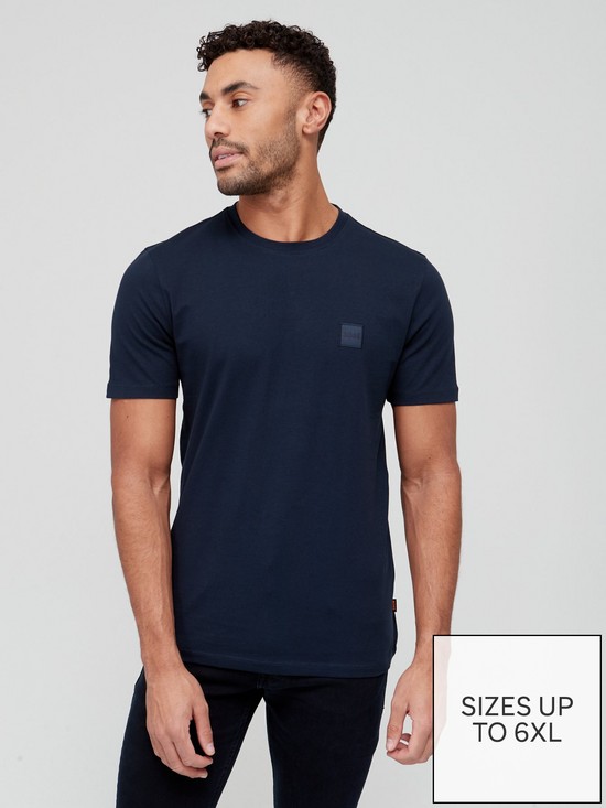 front image of boss-tales-relaxed-fit-t-shirt-dark-blue