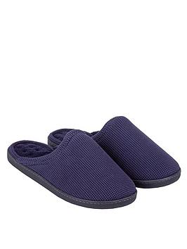totes-isotoner-waffle-mule-slippers-navy