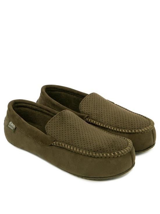 front image of totes-isotoner-airtex-suedette-moccasin-slipper-khaki