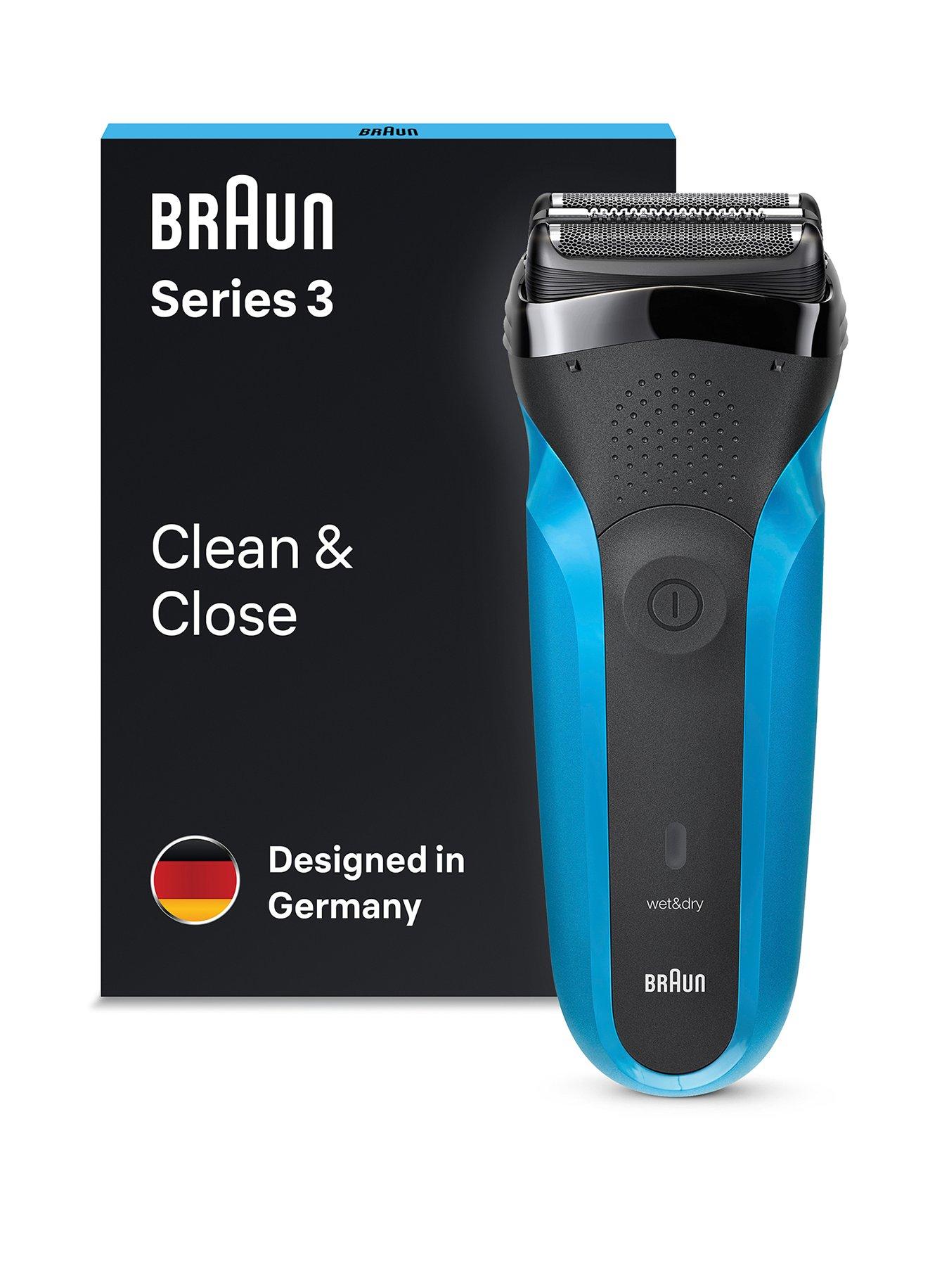 Image 1 of 6 of Braun Series 3 310 Electric Shaver, Wet &amp; Dry Razor for Men, Black/Blue
