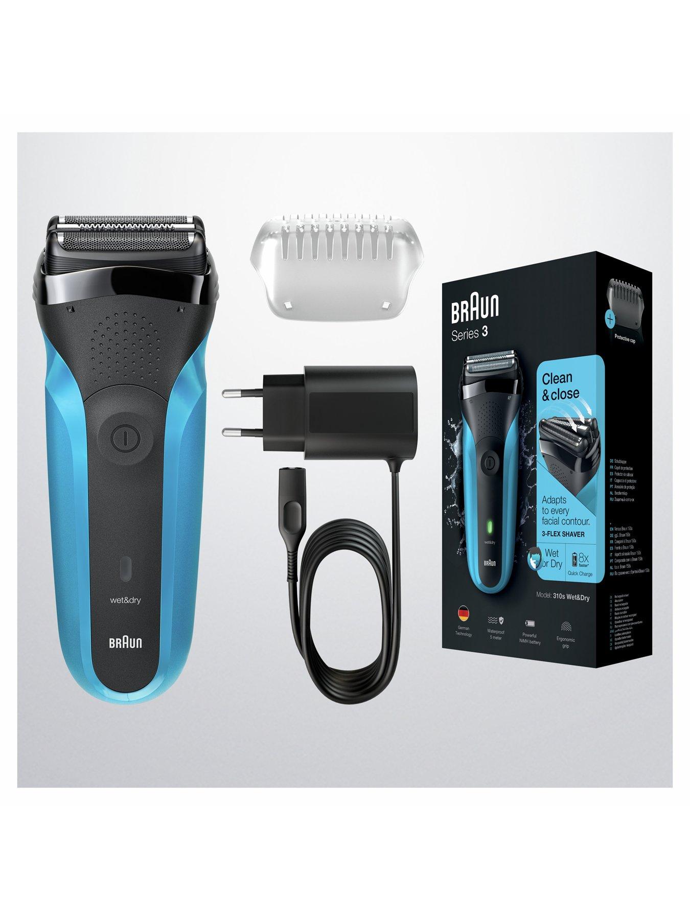 Image 4 of 6 of Braun Series 3 310 Electric Shaver, Wet &amp; Dry Razor for Men, Black/Blue