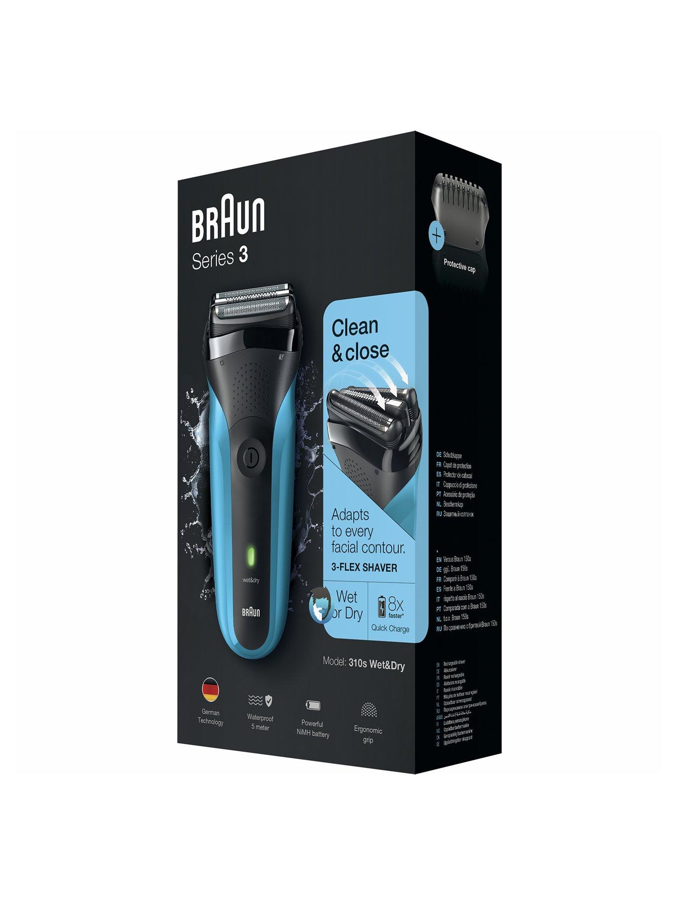 Image 5 of 6 of Braun Series 3 310 Electric Shaver, Wet &amp; Dry Razor for Men, Black/Blue