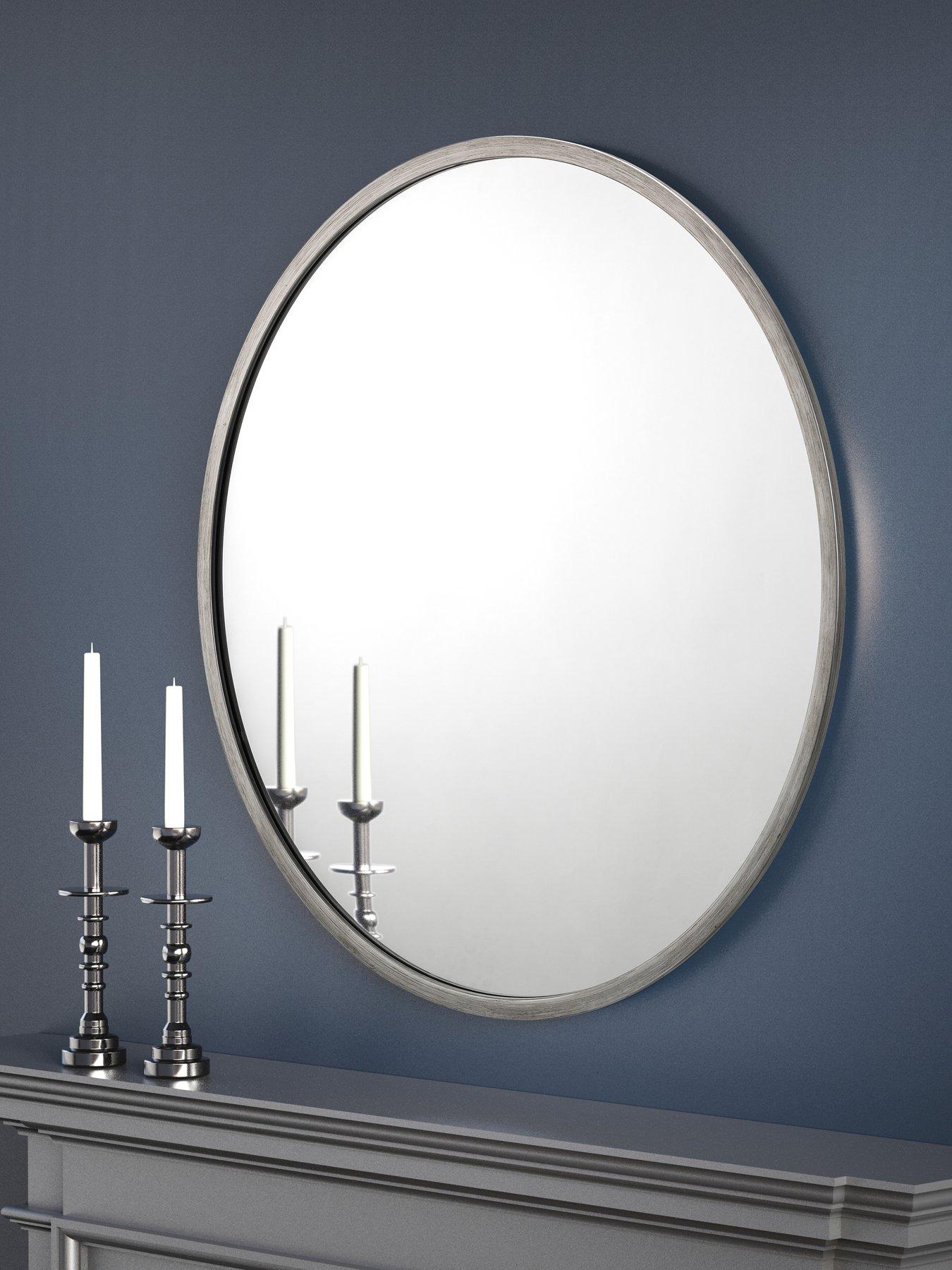 Julian Bowen Octave Round Mirror in Pewter