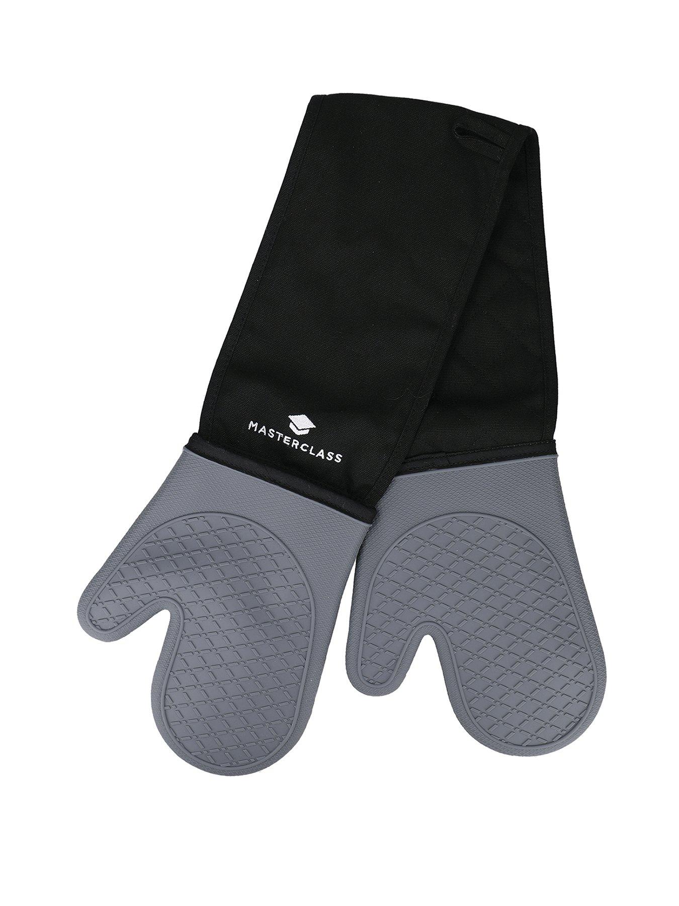 MasterClass Waterproof Silicone Grey and Black Double Oven Gloves