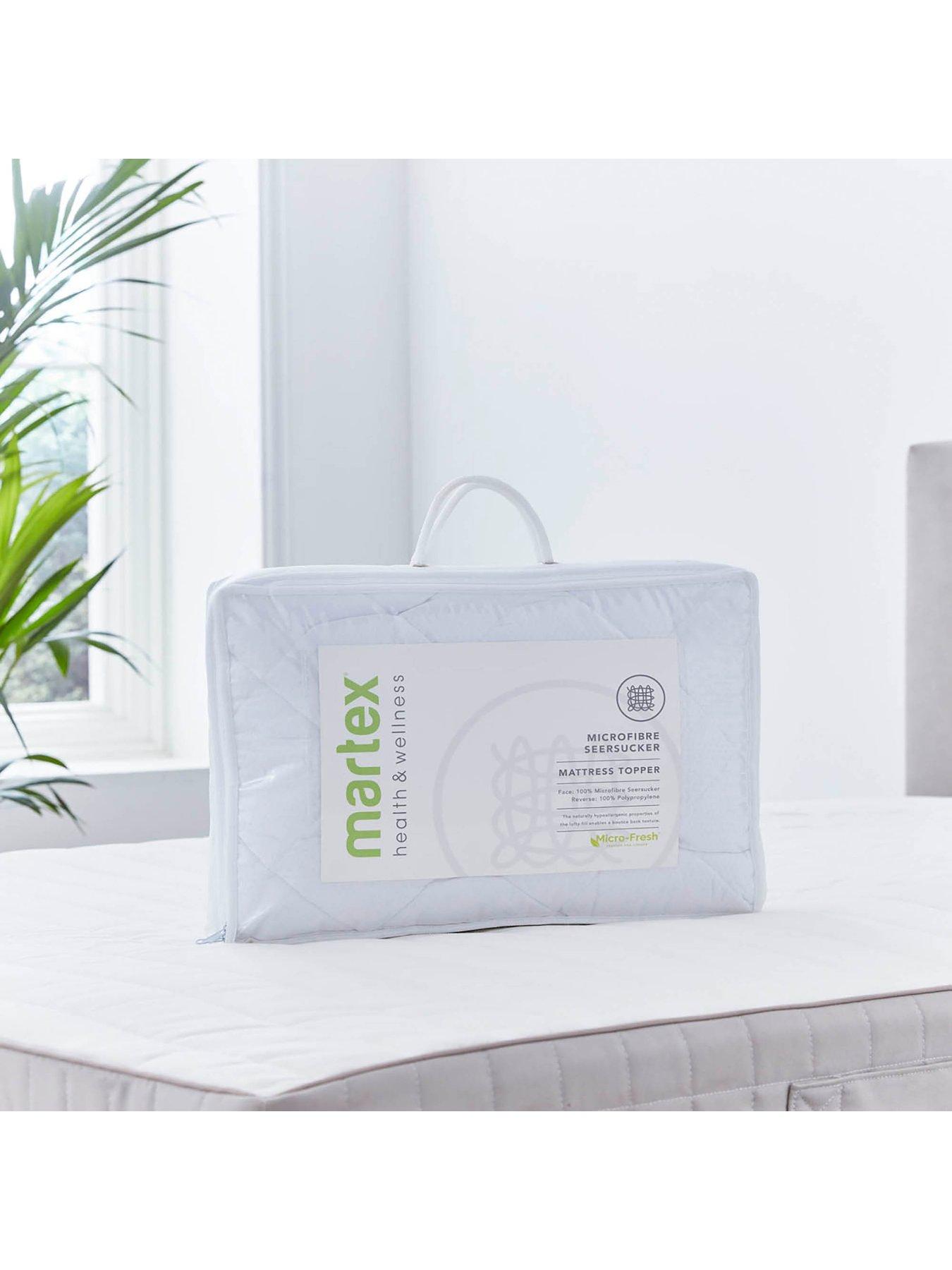  image of martex-microfresh-seersucker-mattress-topper-white