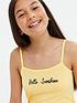  image of new-look-915-girlsnbsphello-sunshine-logo-short-pyjama-set-pale-yellownbsp