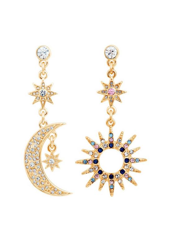 front image of lipsy-gold-plated-coloured-stone-starburst-earrings