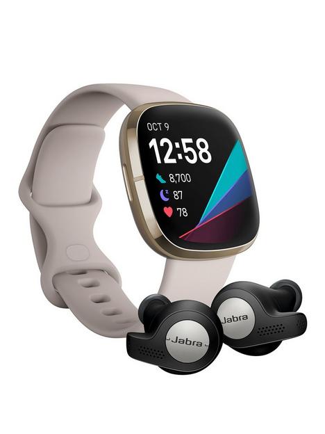 fitbit-sense-smartwatch-lunar-whitesoft-gold-with-jabra-elite-65t-active-earphones-titanium-black