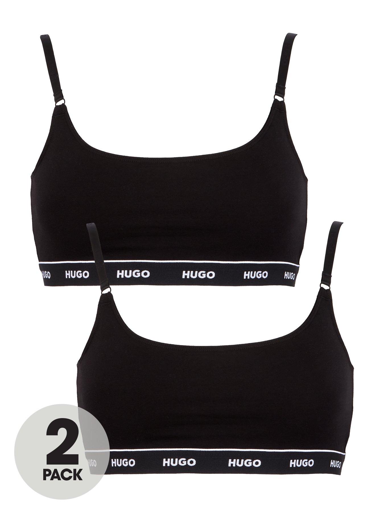 HUGO Logo Bralette (2 Pack) - Black
