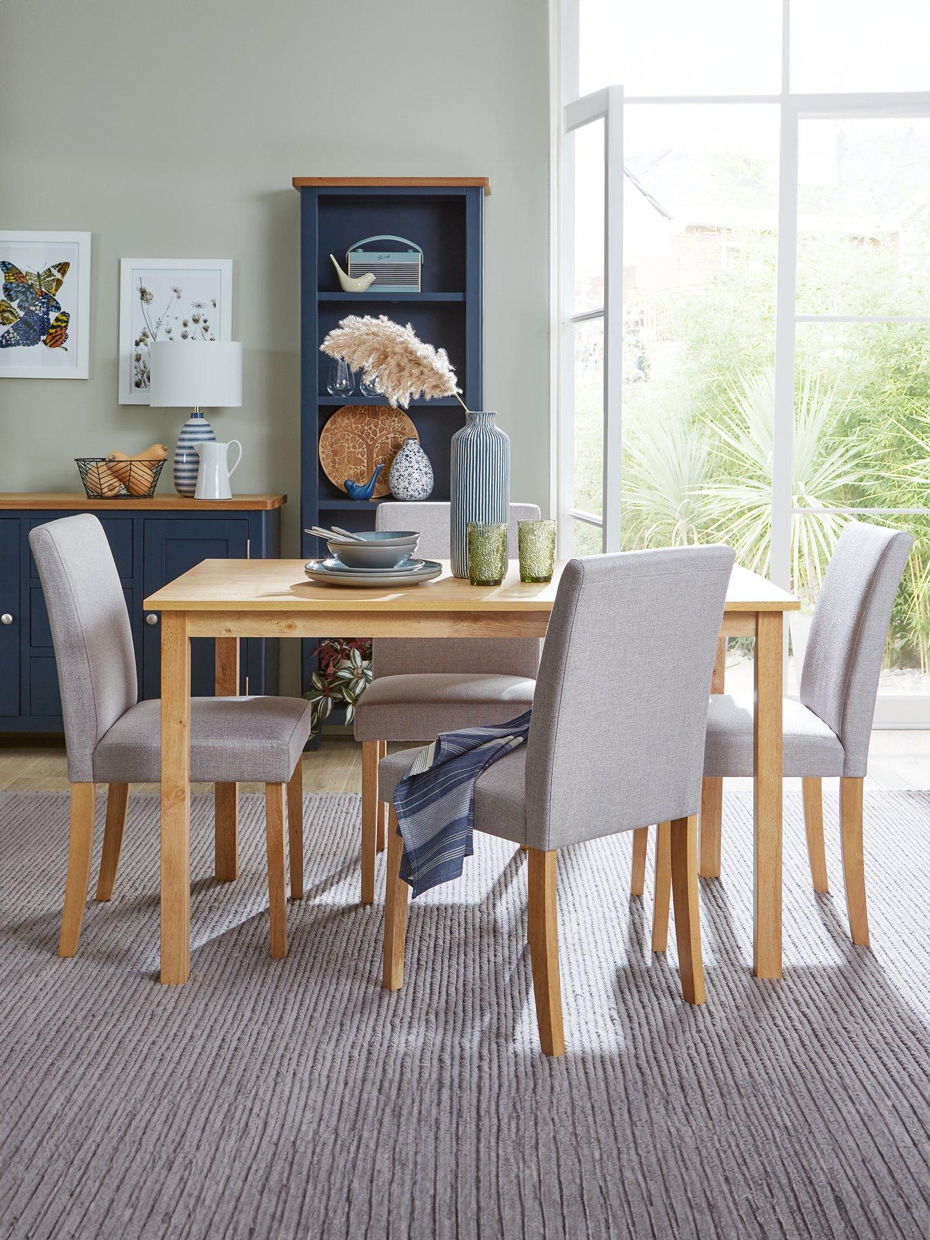Bronx 160cm Dining Table & 4 Grey Velvet Chairs