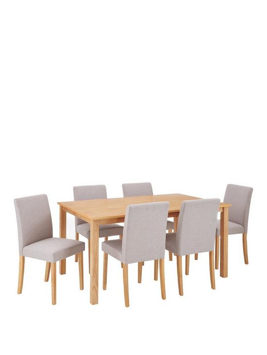 stillFront image of primo-150-cm-dining-table-6-fabric-chairs