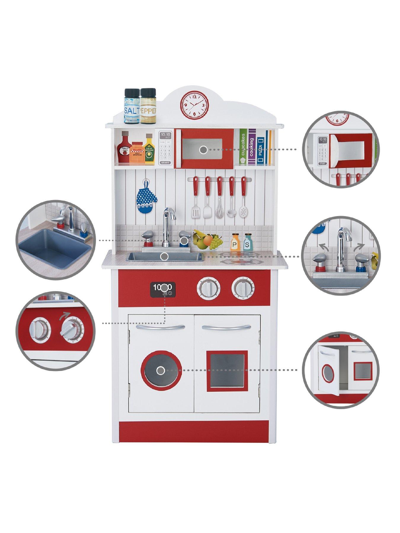  image of teamson-kids-little-chef-madrid-classic-play-kitchen-red-white