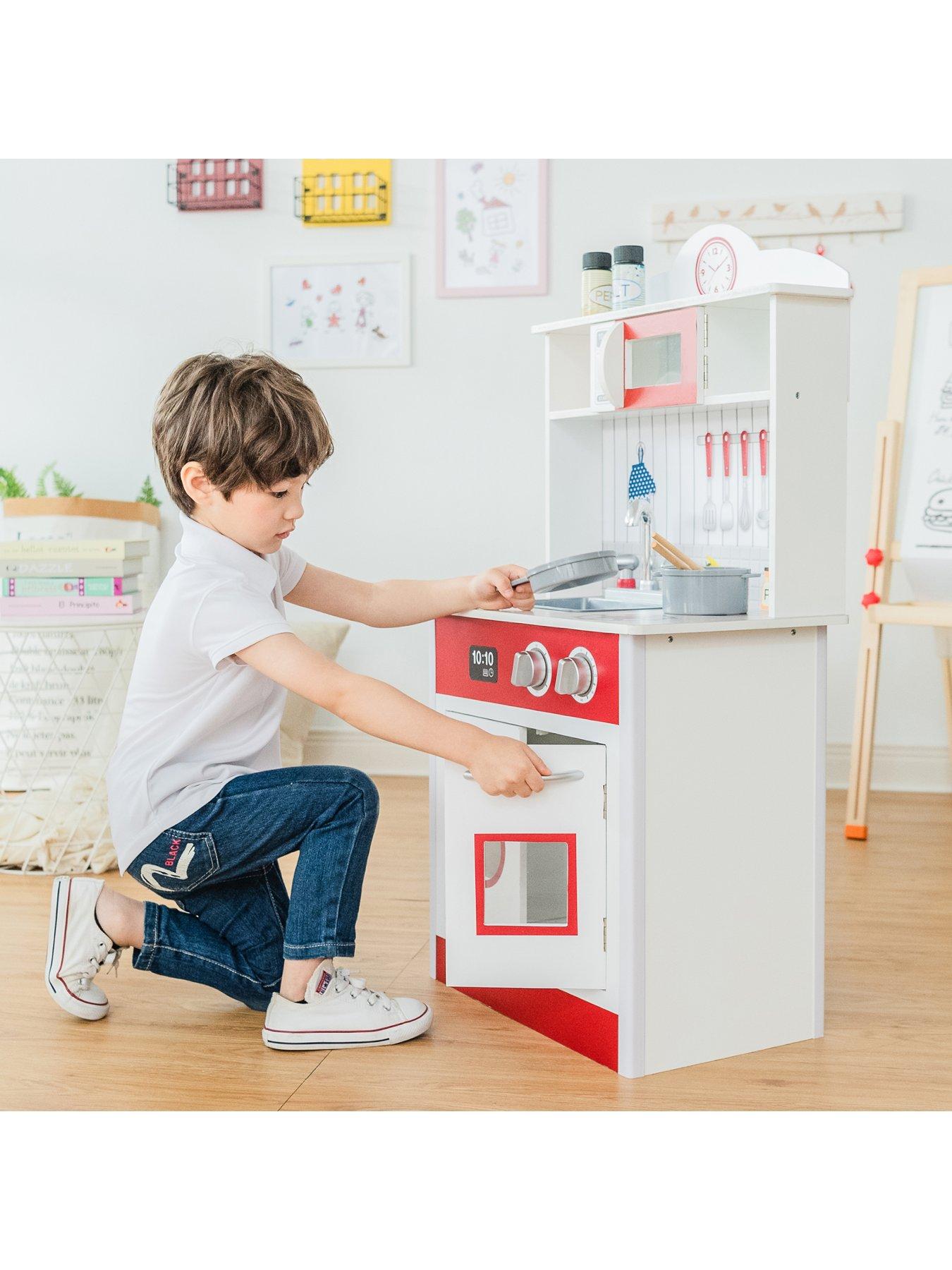  image of teamson-kids-little-chef-madrid-classic-play-kitchen-red-white