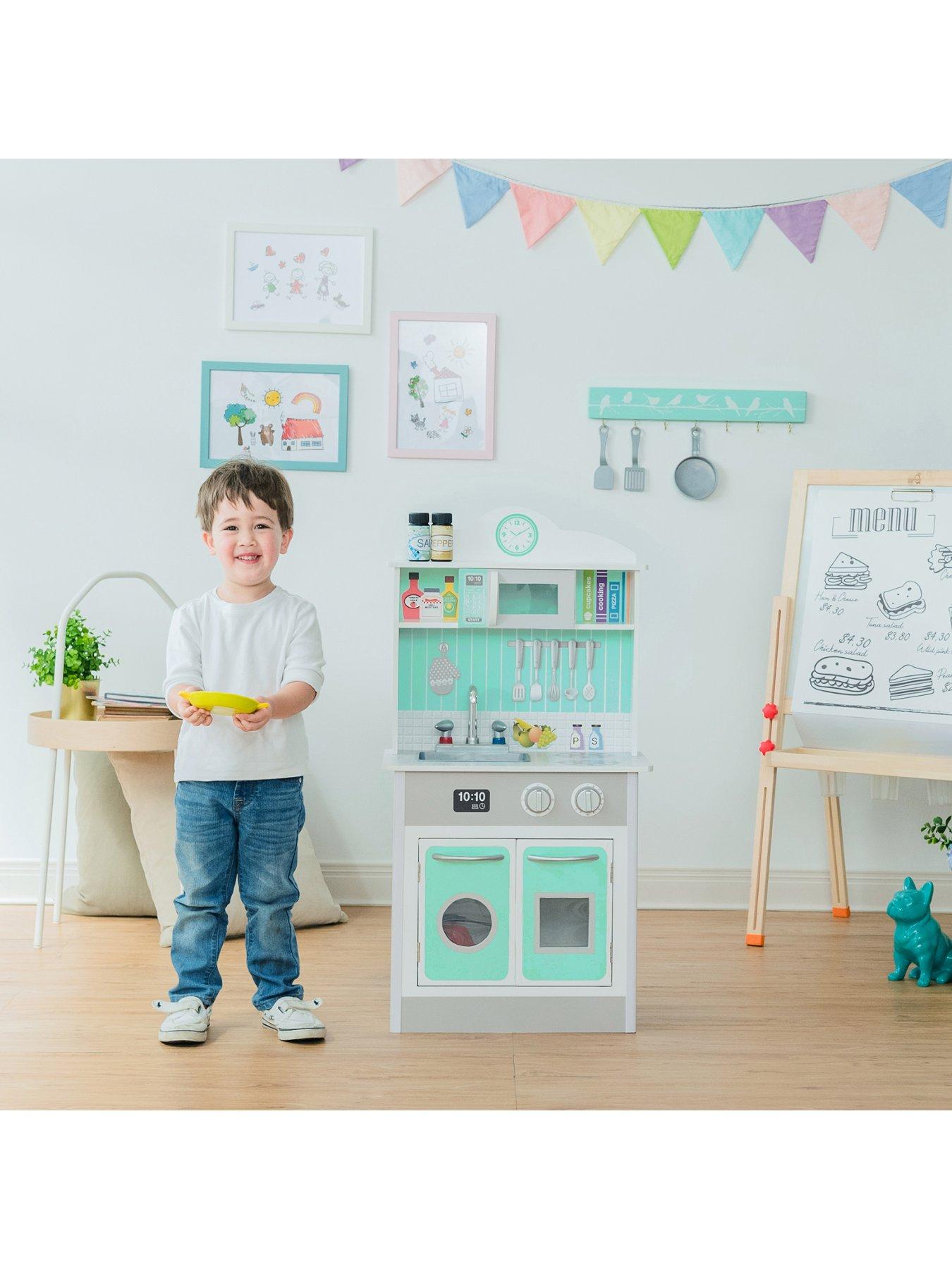  image of teamson-kids-little-chef-madrid-classic-play-kitchen-mint-grey