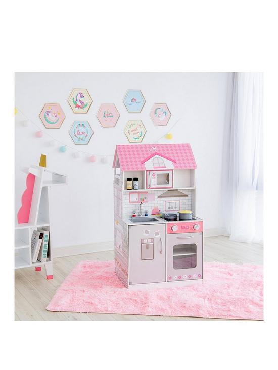 front image of teamson-kids-olivias-little-world-wonderland-ariel-2-in-1-doll-house-and-play-kitchen-pinkgrey