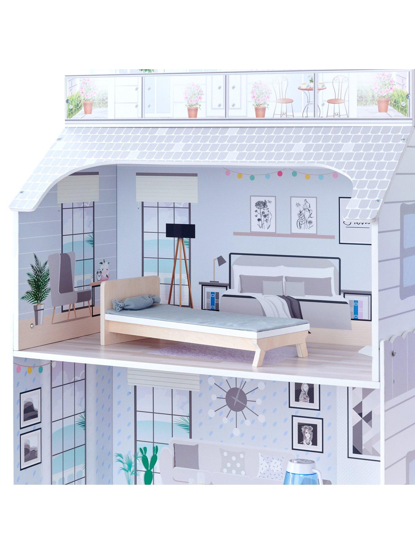  image of teamson-kids-olivias-little-world-3-floor-deluxe-dollhouse-withnbspaccessories--nbspgrey