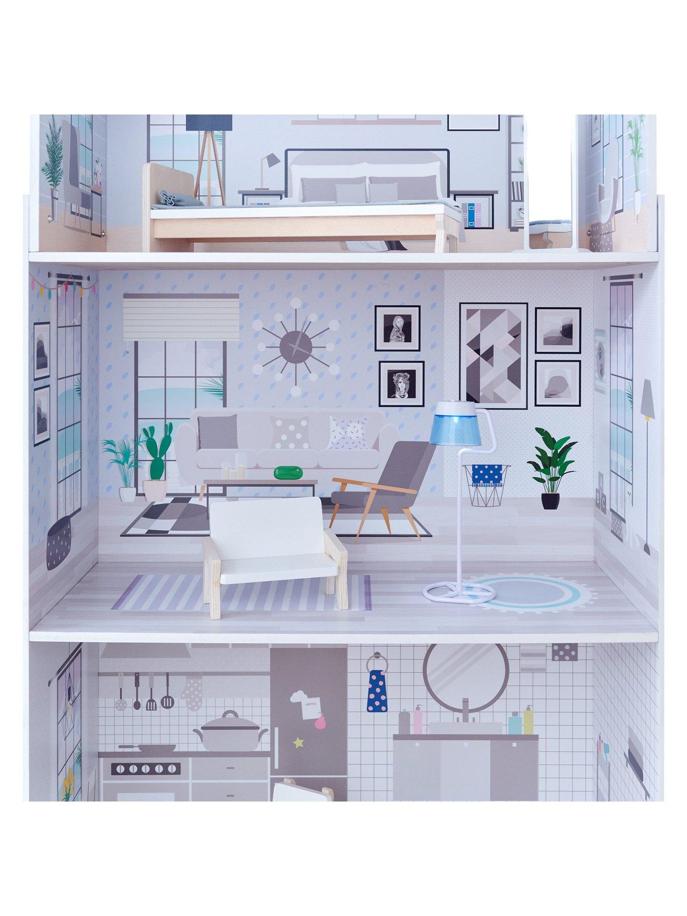  image of teamson-kids-olivias-little-world-3-floor-deluxe-dollhouse-withnbspaccessories--nbspgrey