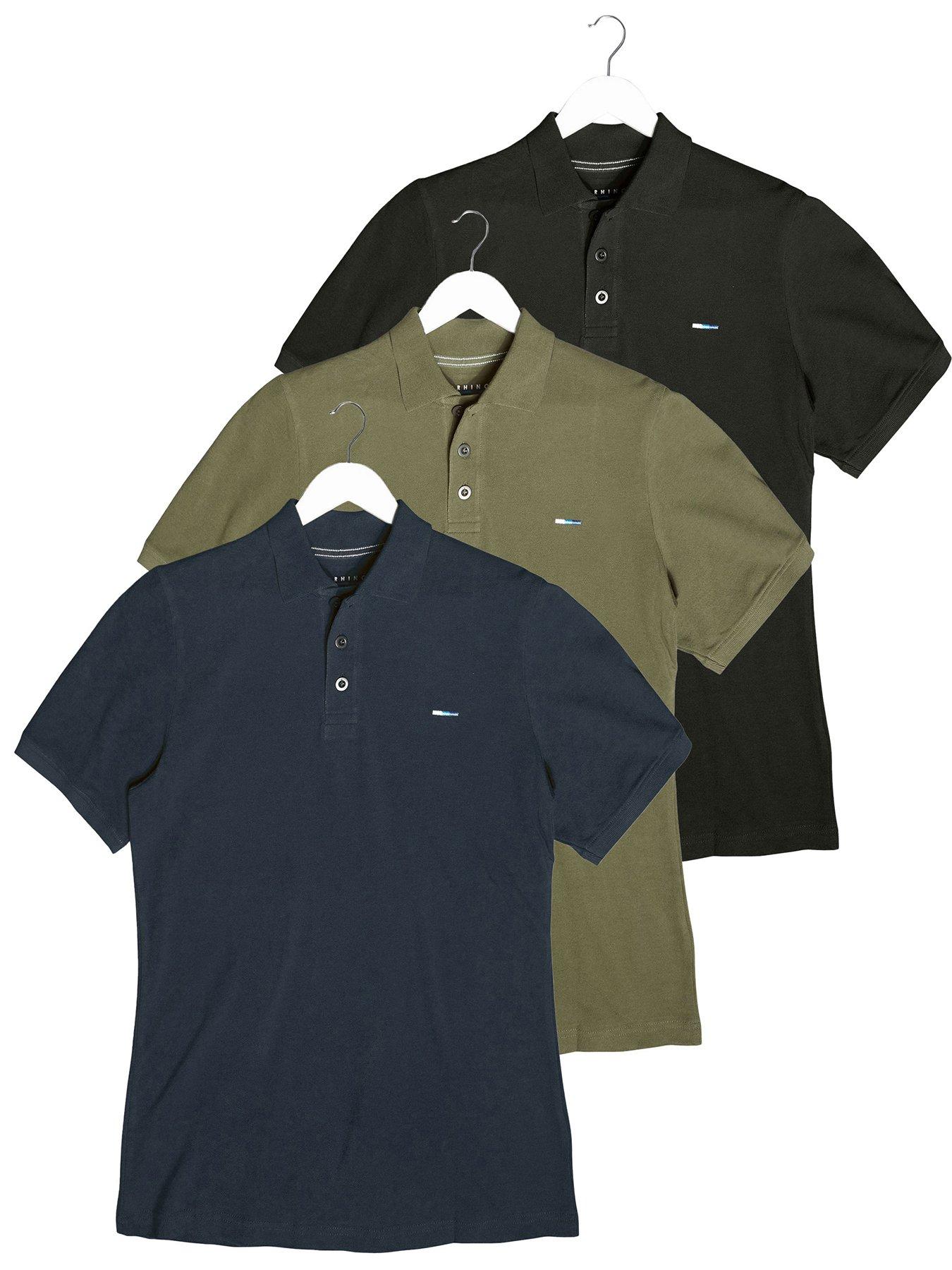 BadRhino 3 Pack Plain Polo Shirt - Multi