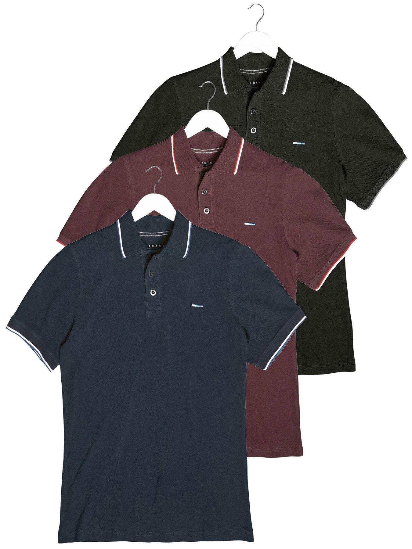  image of badrhino-3-pack-short-sleeve-tipping-polo-shirt-multi