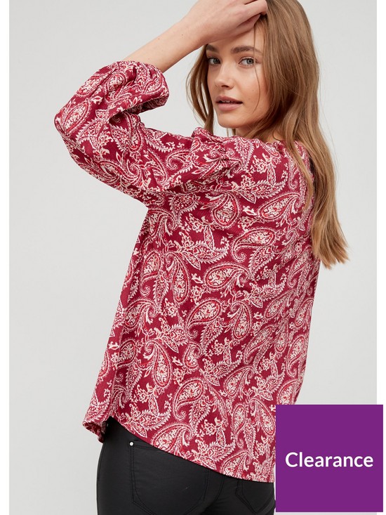 stillFront image of v-by-very-volume-sleeve-top-paisley-print